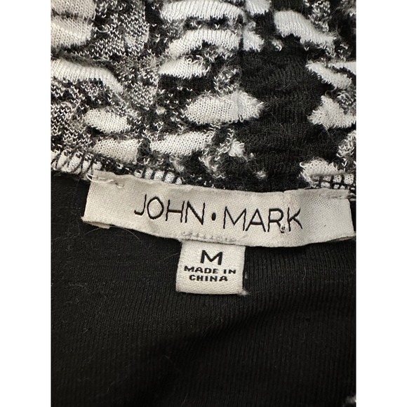 John Mark Chunky Textured Knit Cowl Neck Top Size M Black Gray Boxy 3/4 Sleeve - Picture 8 of 10